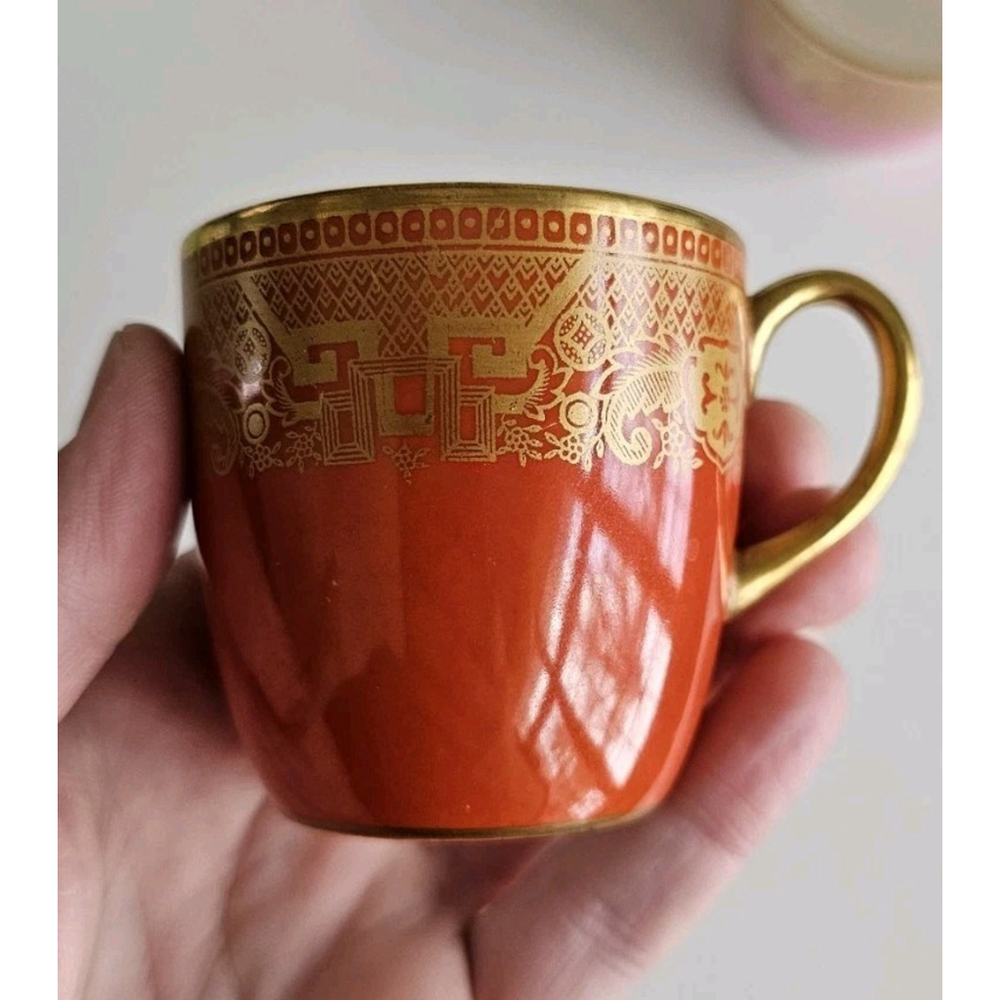 Antique Cauldon China England Demitasse Cups Set of 4 Gold Gilt Muliple Colors - Picture 13 of 16